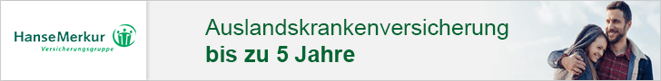 Auslandskrankenversicherung bei der HanseMerkur für bis zu 5 Jahre